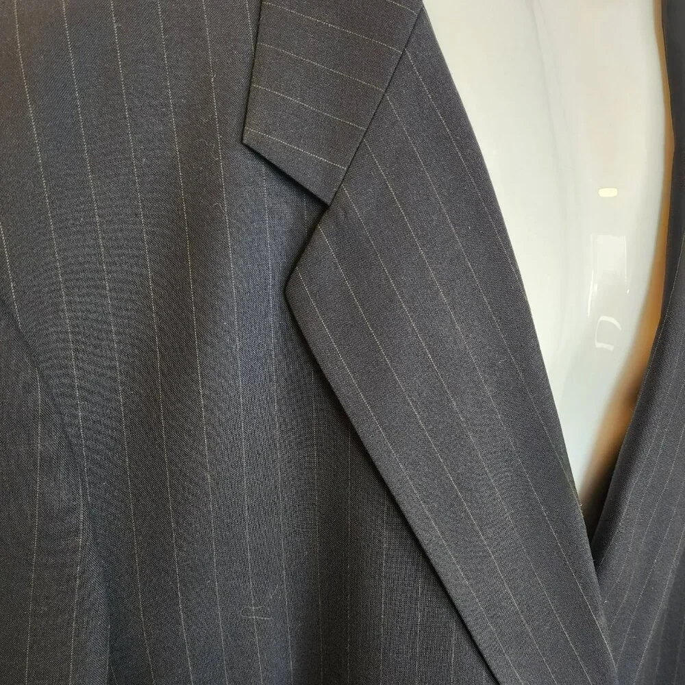 Robert Kent Wool Blazer 100%‎ Wool | 2-Button Pinstripe Suit Jacket 29x27